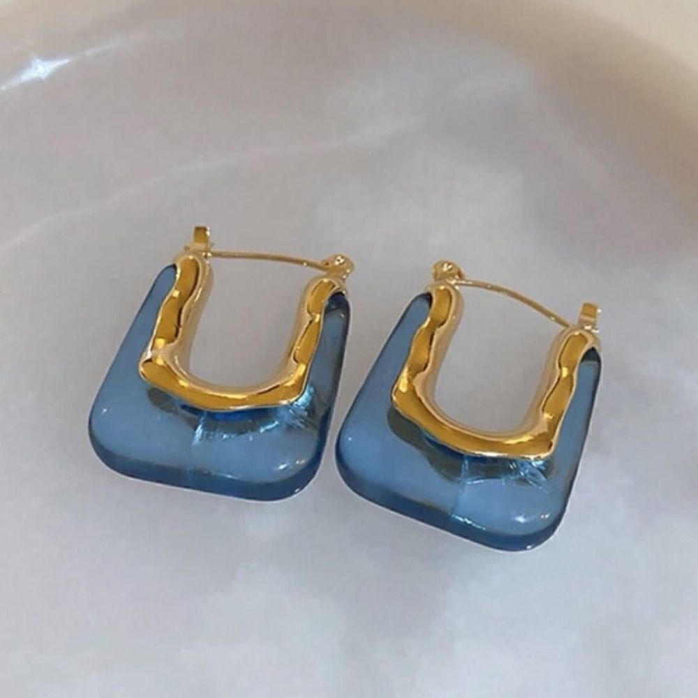 Blue crystal hoop earrings N255